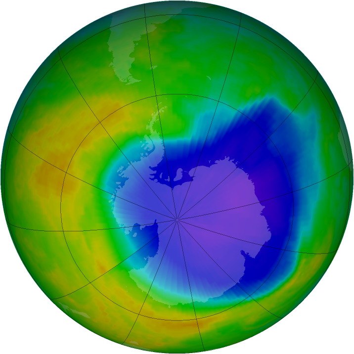 Antarctic ozone map for 30 October 2001